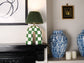 'You' Table Lamp - Forest Green Checkerboard