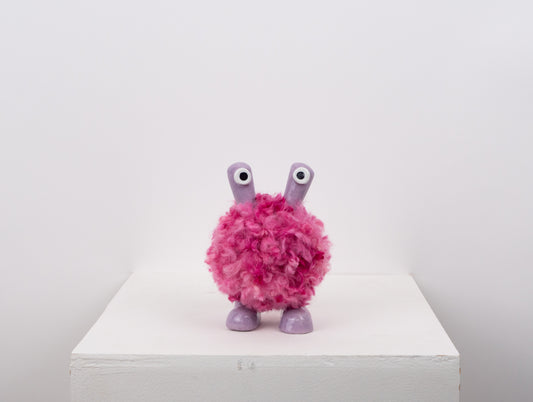Nico Monster Sculpture- Purple with Pink Fluff