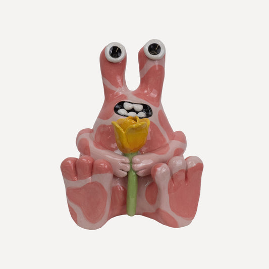 Buddy- Pink Cow Print with a Tulip