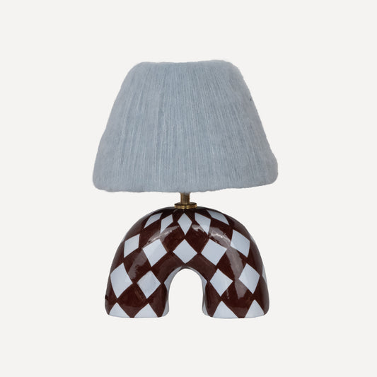 'Me' Table Lamp - Blue and Brown Diamond