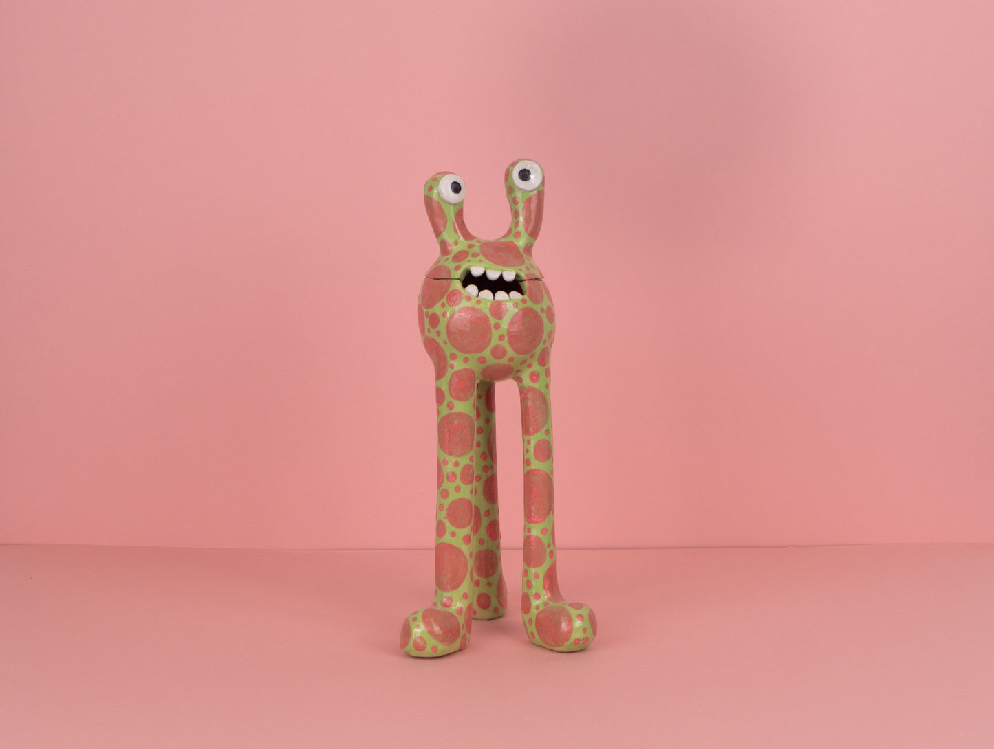 Remy Monster Pot- Pink and Green Spots
