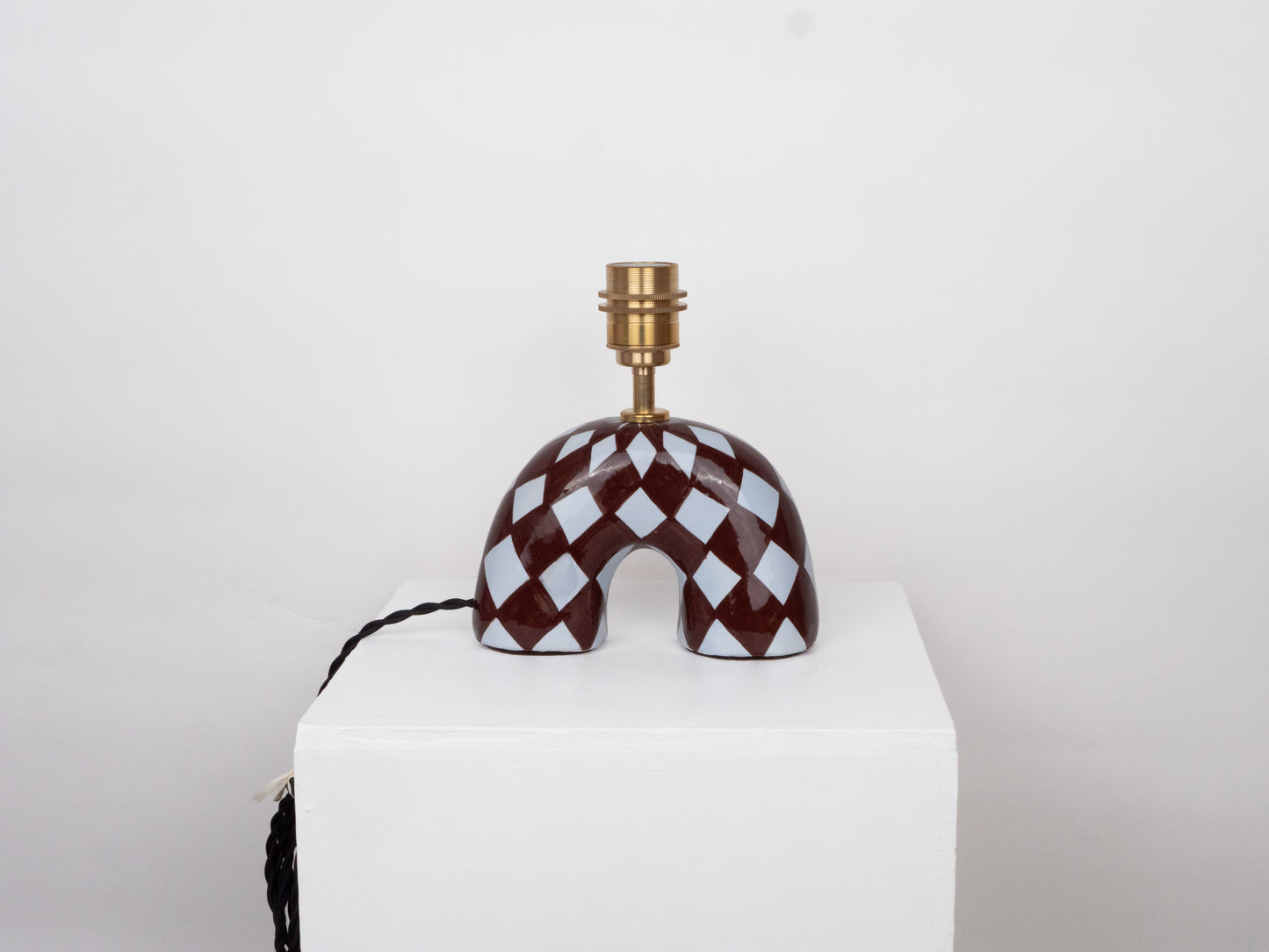 'Me' Table Lamp - Blue and Brown Diamond