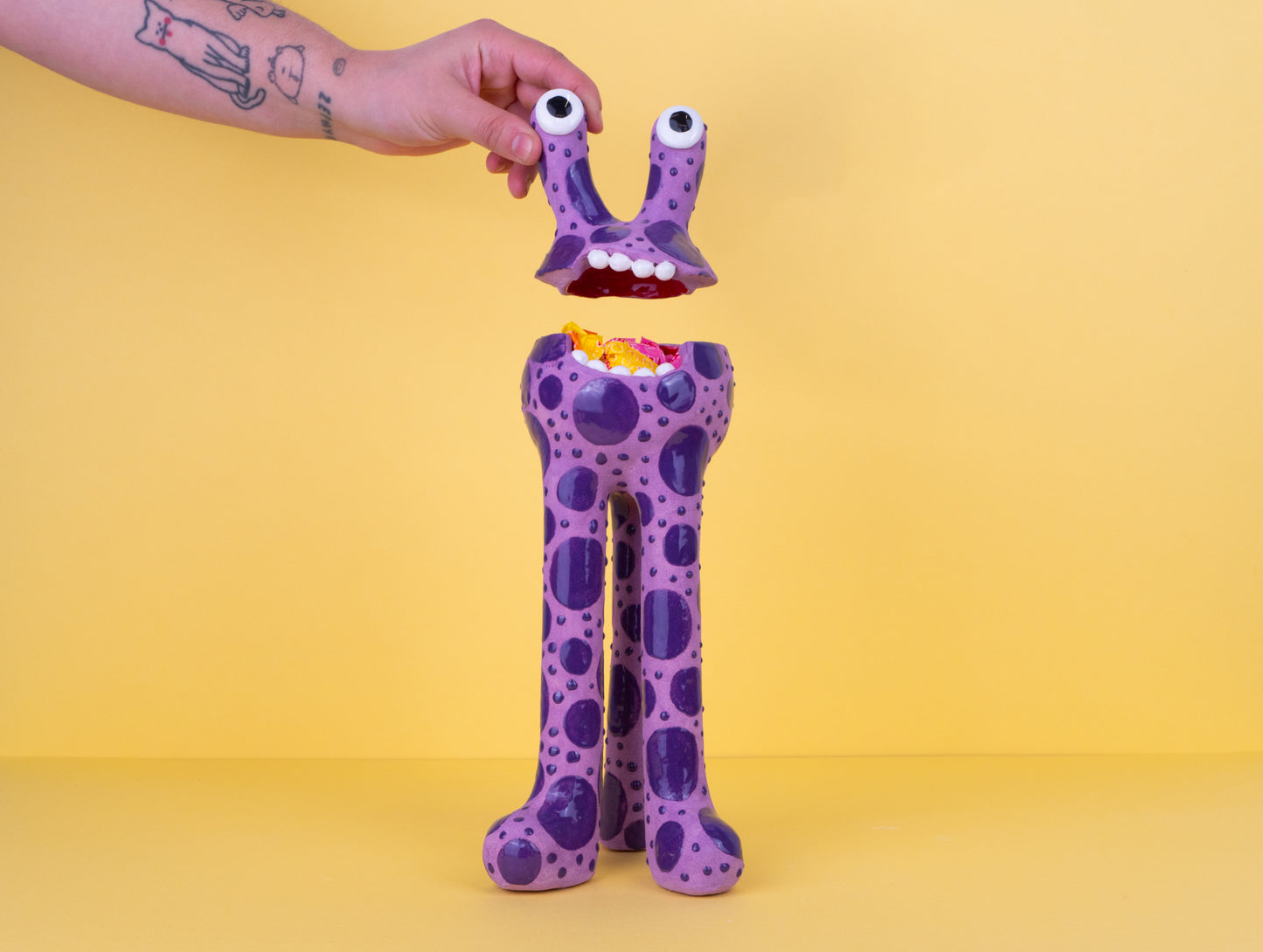 Remy Monster Pot- Two Tone Purple Spots