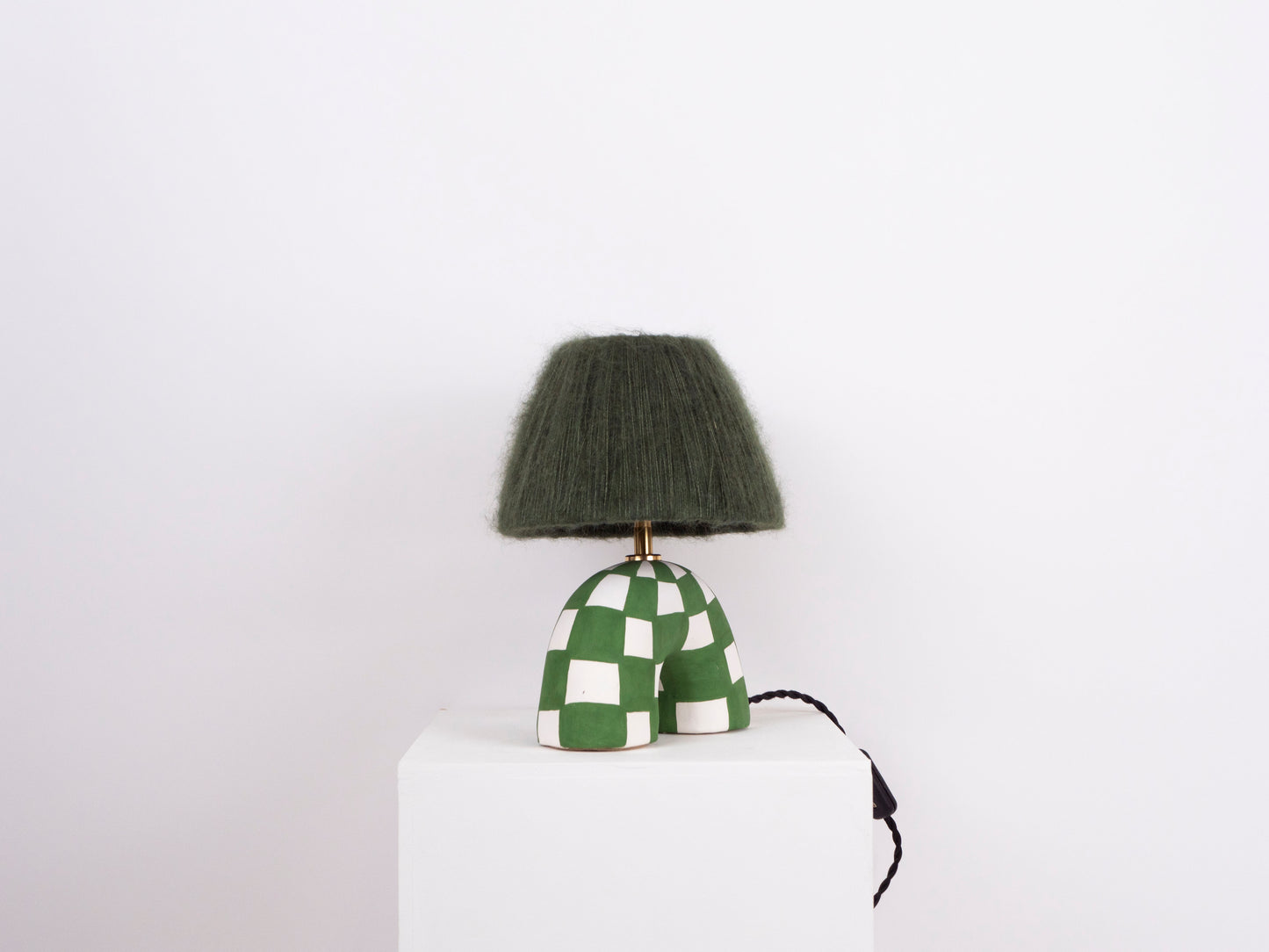 'Me' Table Lamp - Forest Green Check