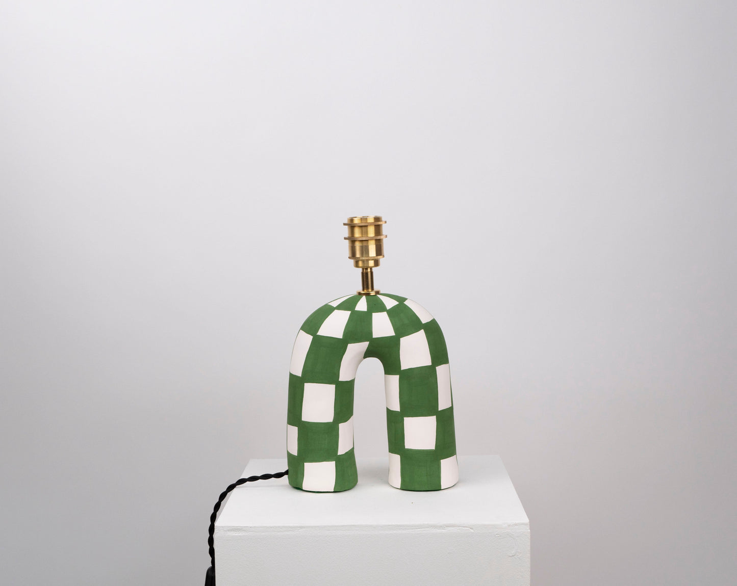 'You' Table Lamp - Forest Green Checkerboard (Matte)