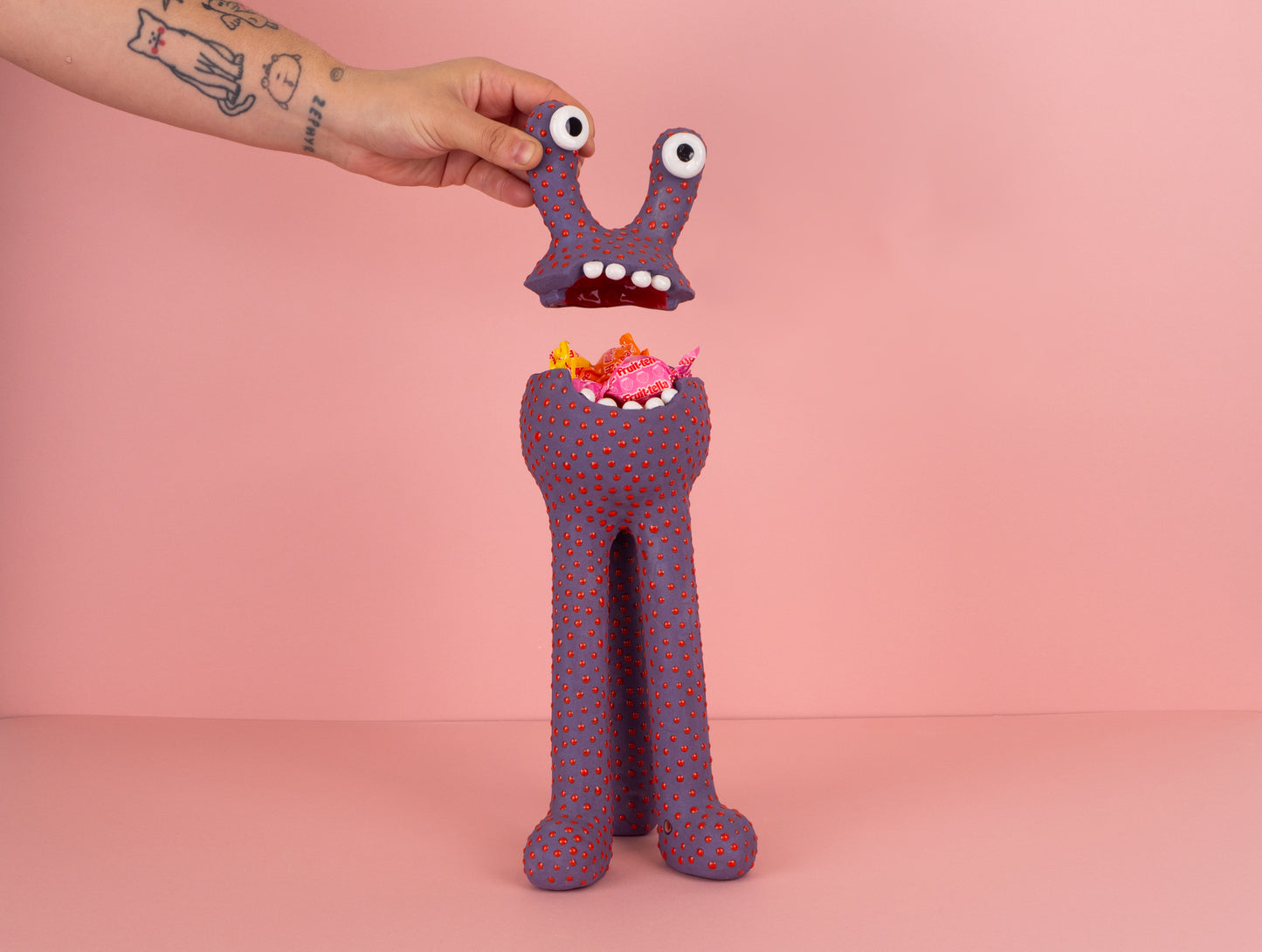 Remy Monster Pot- Purple and Red Spots
