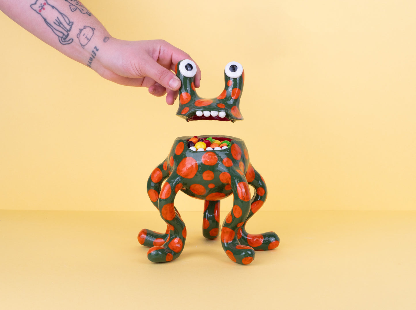 Odie Monster Pot- Green and Orange